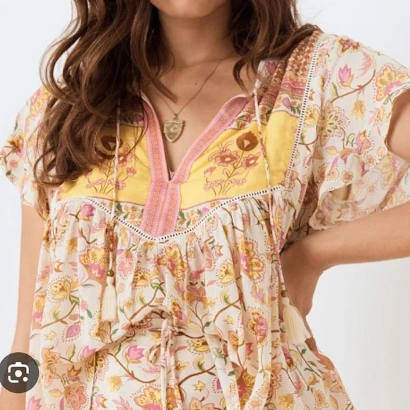 🌺Reserved Do Not Buy🌺EUC Spell Portobello Road Short Sleeve Blouse size medium - Picture 3 of 11